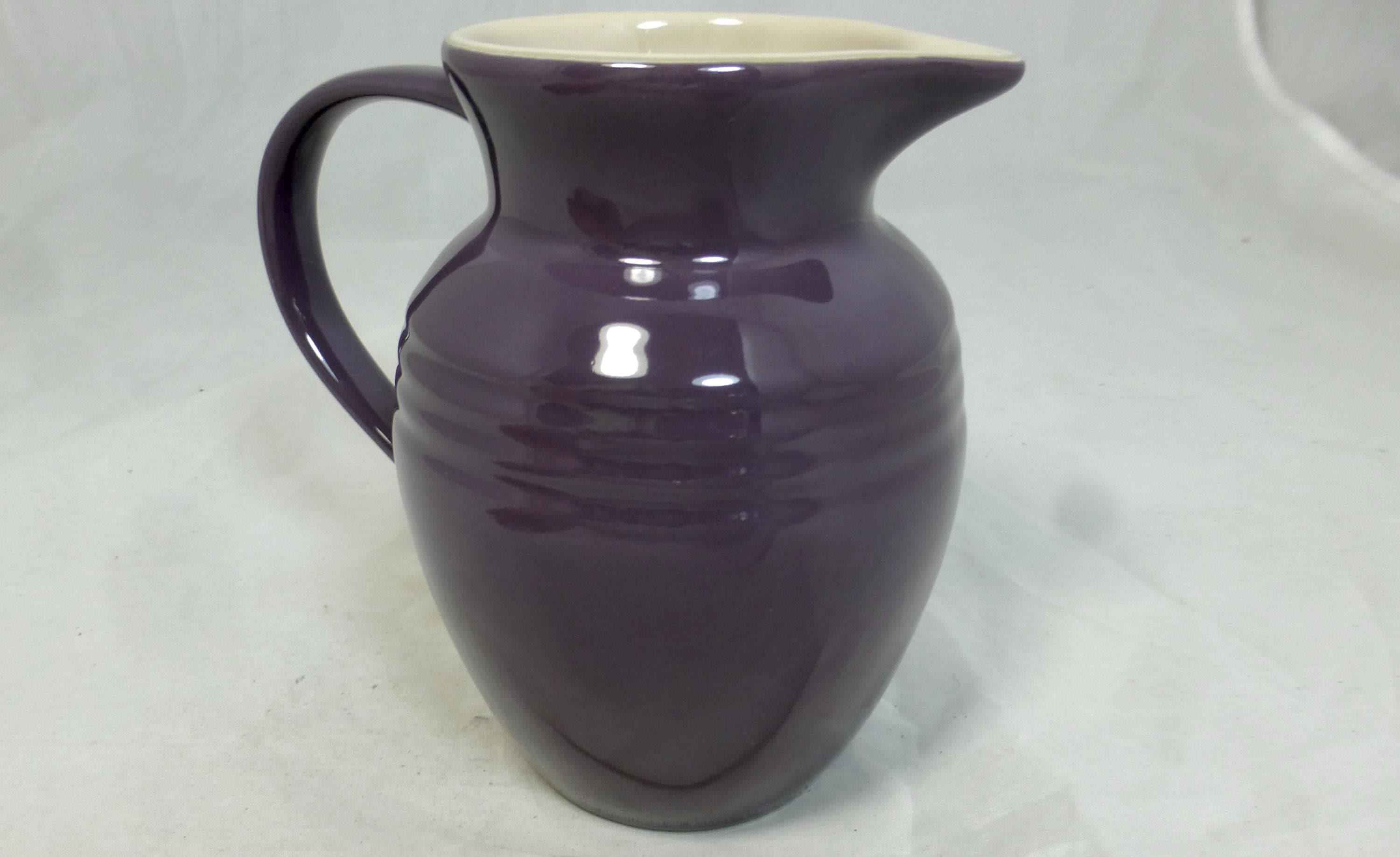 Vintage Le Creuset Cassis Purple Stoneware Breakfast Jug Pitcher 1