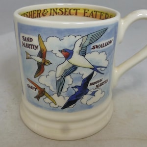 Emma Bridgewater Bird Families Kingfisher Insect Eaters 1st Quality Half Pint Mug – Hand Decorated - Spoon Stamp England - Unused with Label