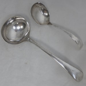Victorian Antique Pair of Silver Plate Serving Ladle Spoons - Marked EPNS – Ladle for Punch, Toddy, Gravy, Soup - Made in England
