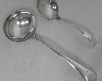 Par de cucharones antiguos victorianos de plata para servir - Marcado EPNS - Cucharón para ponche, ponche, salsa y sopa - Hecho en Inglaterra