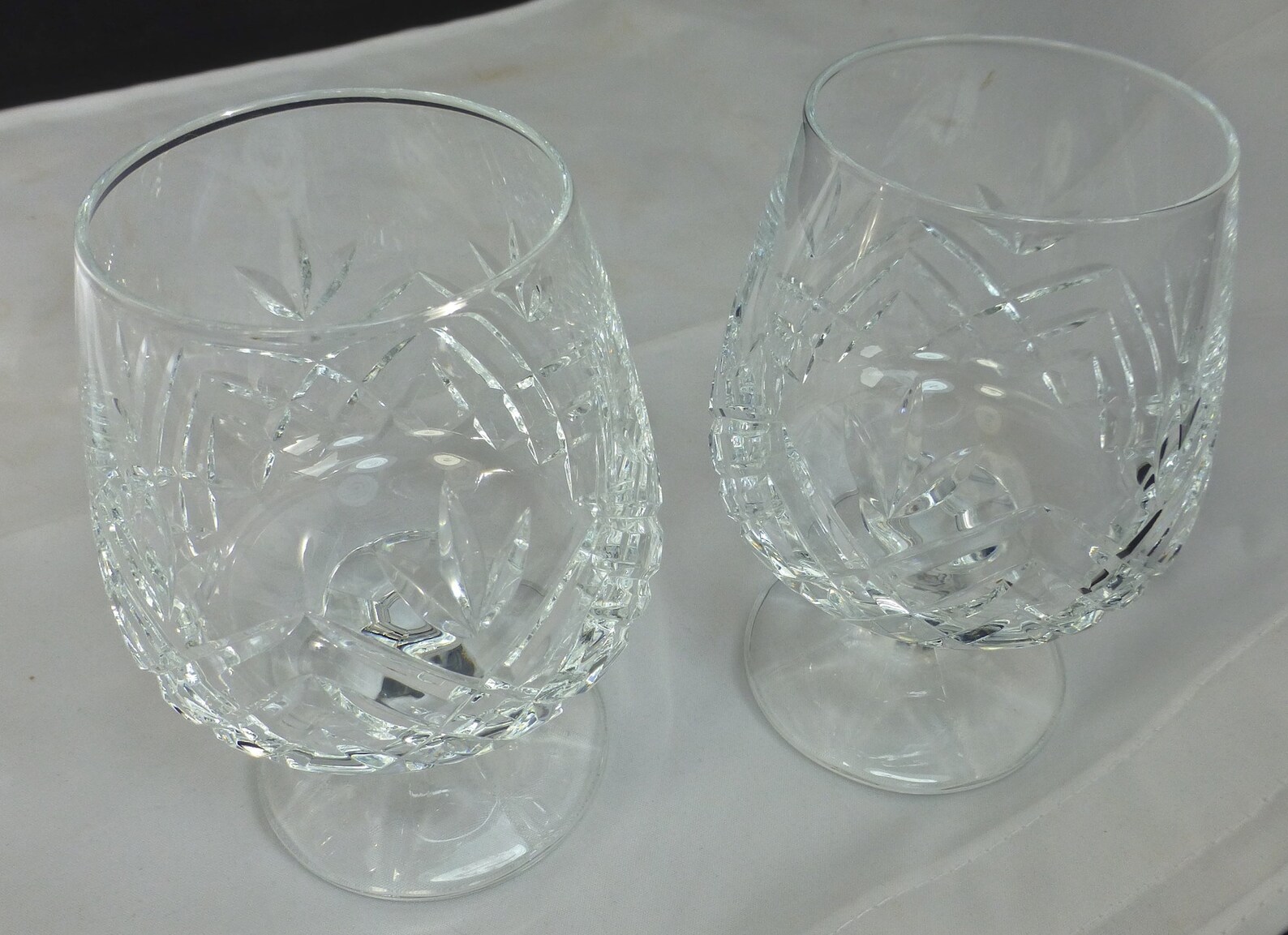 Set of 2 Hand Cut Lead Crystal Vintage Brandy Glasses High Etsy