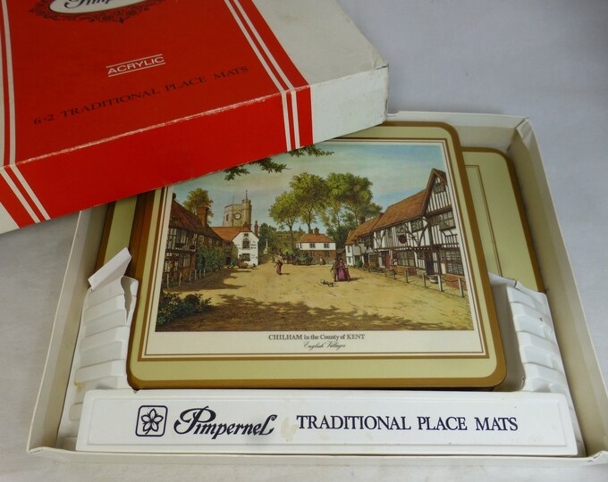 Pimpernel Vintage Boxed 8 Piece Set English Villages Stylish Acrylic