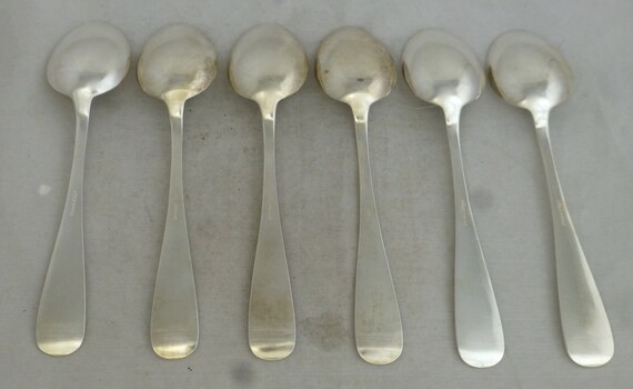 Norway Silver Designs A/Sスプーン 6本 Vintage Norwegian Silver Plate Set of 6 Large Serving Spoons 8 in