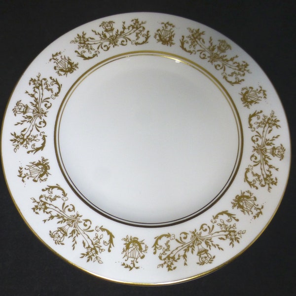 Coalport Vintage Bone China Tea / Side / Bread and Butter Plate in Intricate Gold Allegro Pattern – England – 7 in D - Perfect for Tea Time