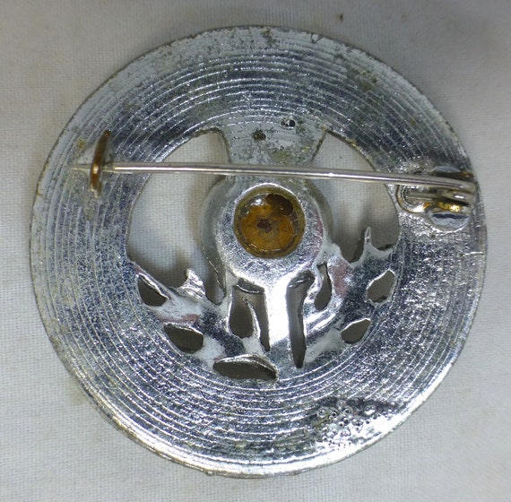 Vintage Scottish Thistle Plaid Round Silver Pewte… - image 5