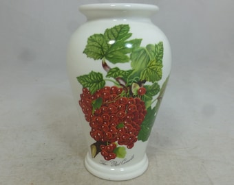Vintage Portmeirion Pomona Canton vase with The Red Currant Design - 5.5 in H - Retired Design - Orange Stamp - England Studio Pottery
