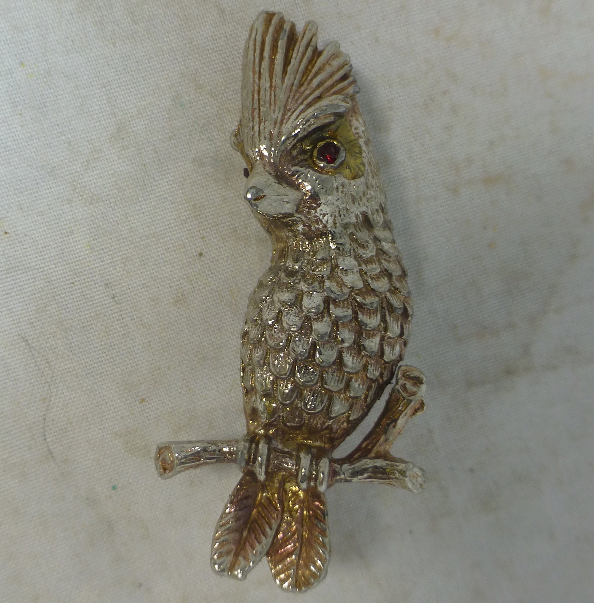 Broche Ancienne En Forme De Cacatoès - Bijou Vintage, Occasion
