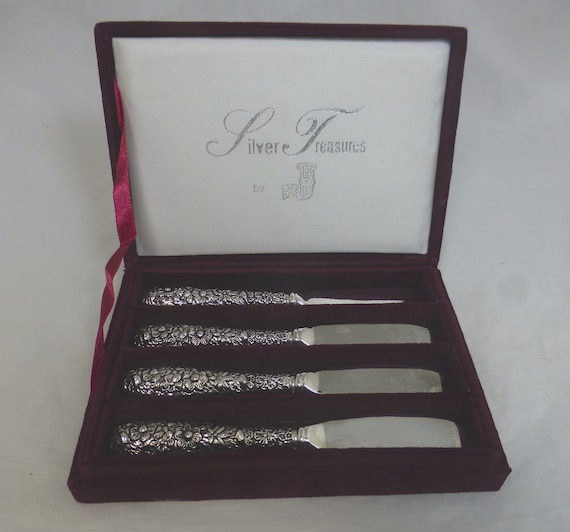 American Godinger Silver Treasures Cased Set of 4 Signed 5.5 in