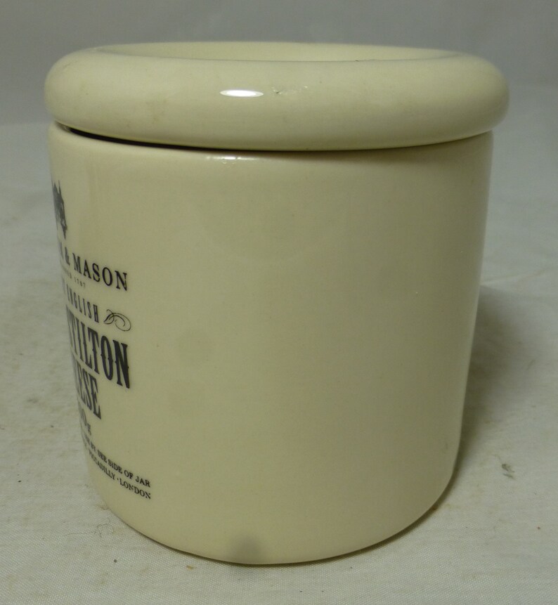 Rare Fortnum & Mason Milkmaid Dandy English Blue Stilton Cheese Porcelain Storage Canister / Jar Crock and Lid 3.25 in H Stilton not inc image 6