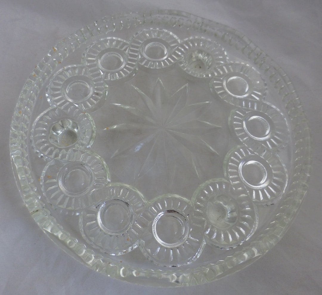 Vintage Pressed Glass Footed Round Clear Serving / Cake Plate