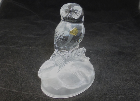 Vintage Cristal D'arques 24% Lead Crystal Glass Barn Owl Figurine
