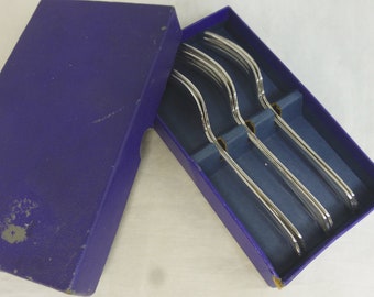 Vintage Unused Silver Plated Set of 6 Signed Sheffield England Cake Fork / Pastry Forks in Blue Gift Box - EPNS English Dessert Forks - BNIB