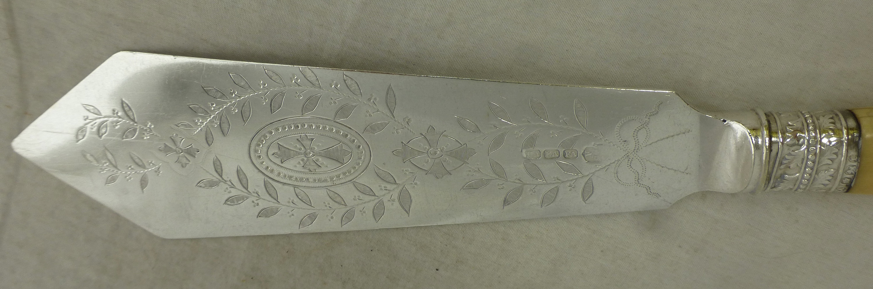 Antique Atkin Bros Silver Plate Knife & Fork Serving Set With