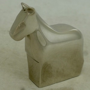 Rare Dansk Designs Vintage Silver Plate Japan Horse Silver on Zinc Figurine / Paperweight - 2.25 in H - Gunner Cyren - Signed Scandi style