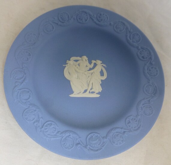 Vintage Wedgwood England Blue Jasperware Porcelain Small Plate
