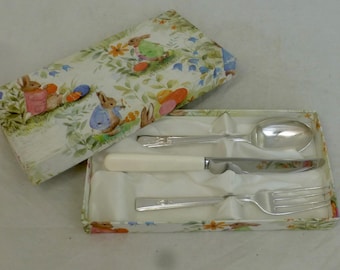 RARE Vintage Cooper Ludlam Silver Plated Child's Cutlery Set in