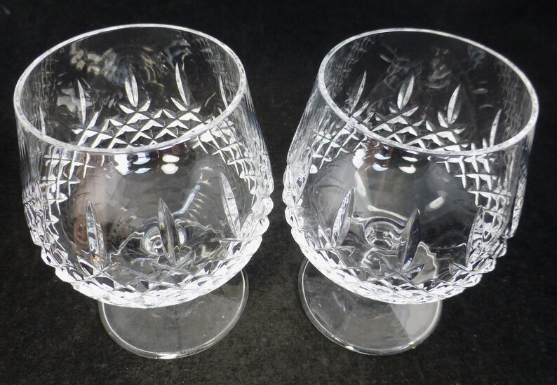 Set of 2 Hand Cut Lead Crystal Vintage Brandy Glasses High Etsy