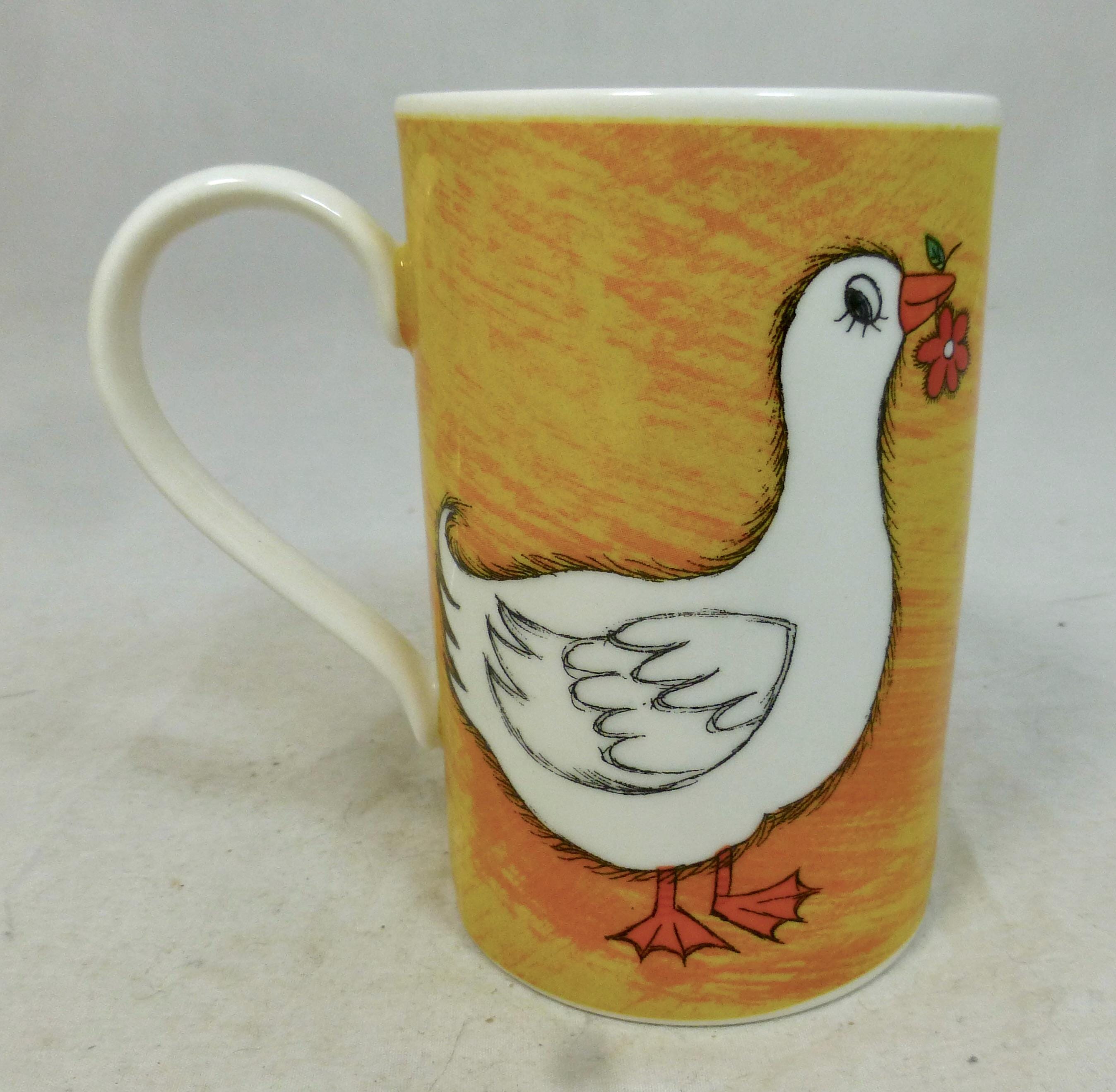 Dunoon Funky Farm Colourful Sheep Baa & Goose Yellow Stoneware
