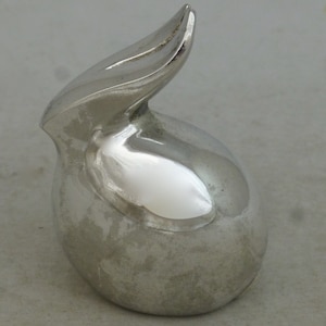 Dansk Designs Vintage Silver Plate Japan Bunny Rabbit Silver on Zinc Figurine / Paperweight - 2.25 in H - Gunner Cyren - Signed Scandi style