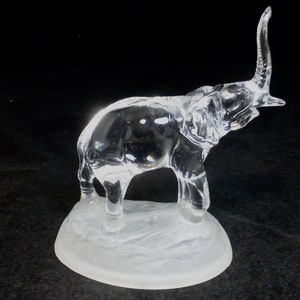 Vintage Cristal D’Arques French 24% Lead Crystal Elephant Raised Trunk Figurine Sculpture Statue – Glass Animal Collectible - Made in France