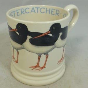 Vintage Rare Emma Bridgewater Oystercatcher Wader Half Pint Porcelain Mug - Sponge Sea Birds Design 2002 Bridge Common Tern Stamp – England