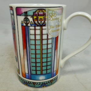 Dunoon Renfrew Mackintosh Style Scottish White Stoneware Porcelain Mug with Original Label - Art Nouveau Jane Brookshaw – Scotland – Unused