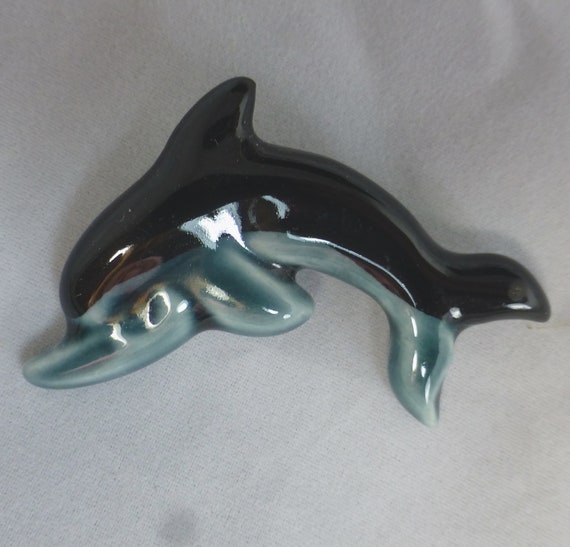 Poole Pottery Ceramic Vintage Dolphin Brooch - Ha… - image 1