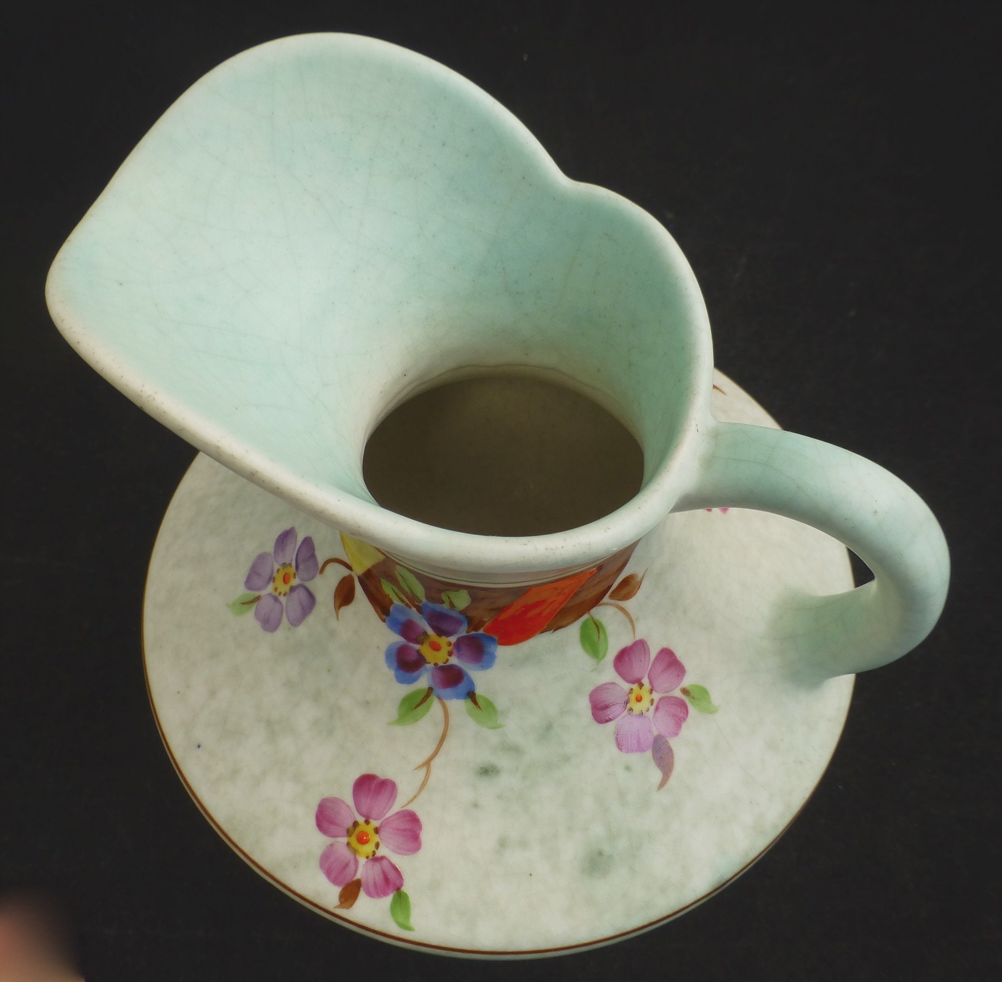 Art Deco British Roskyl Pottery Squat Jug Vase / Pitcher With Etsy