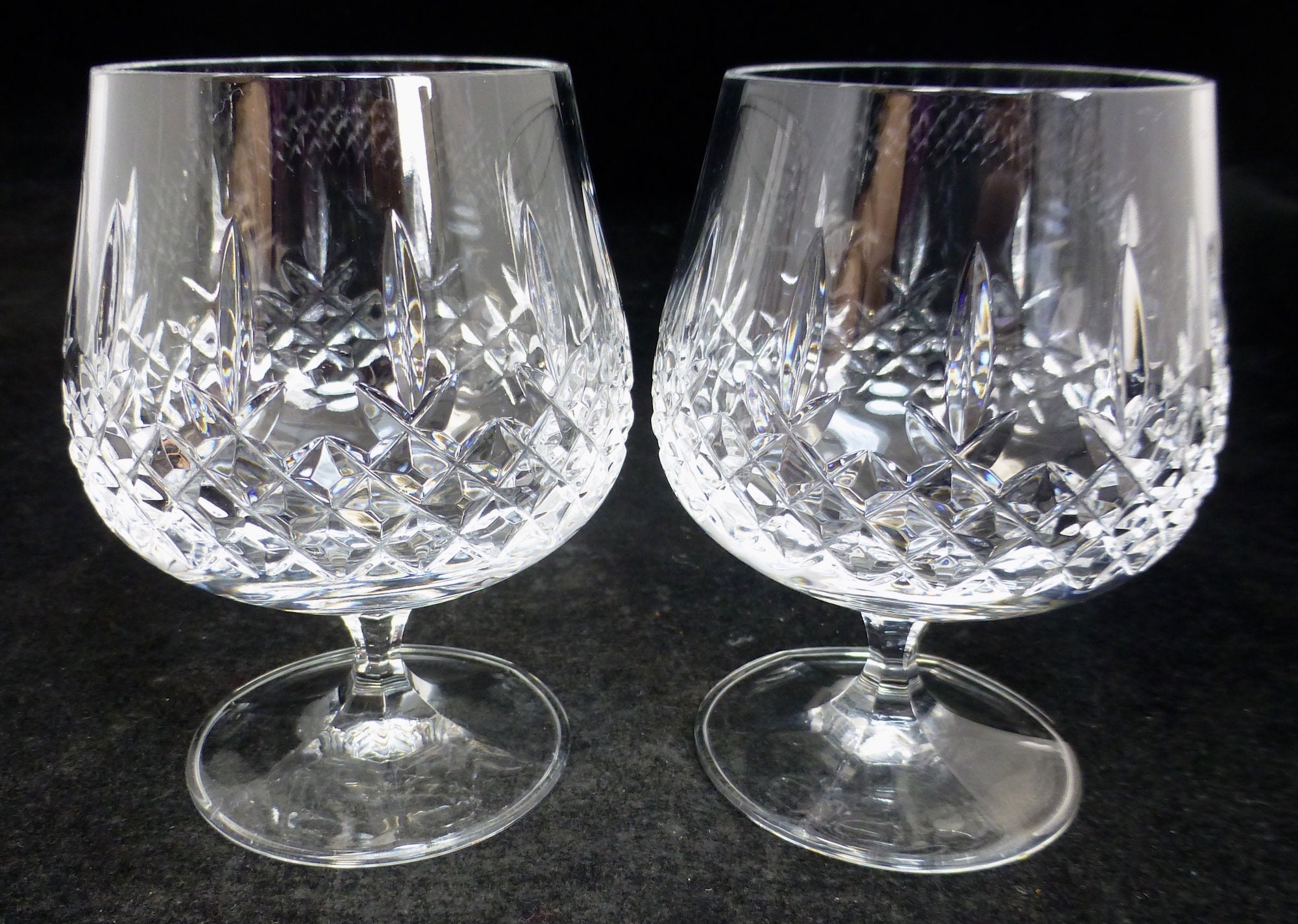 Set of 2 Hand Cut Lead Crystal Vintage Brandy Glasses High Etsy