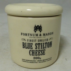 Rare Fortnum & Mason Milkmaid Dandy English Blue Stilton Cheese Porcelain Storage Canister / Jar Crock and Lid 3.25 in H Stilton not inc image 3