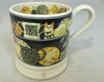 Jarra de media pinta Emma Bridgewater, estilo cómoda negra, de primera calidad, decorada a mano con un diseño acogedor de estilo inglés, sin usar y con etiquetas.