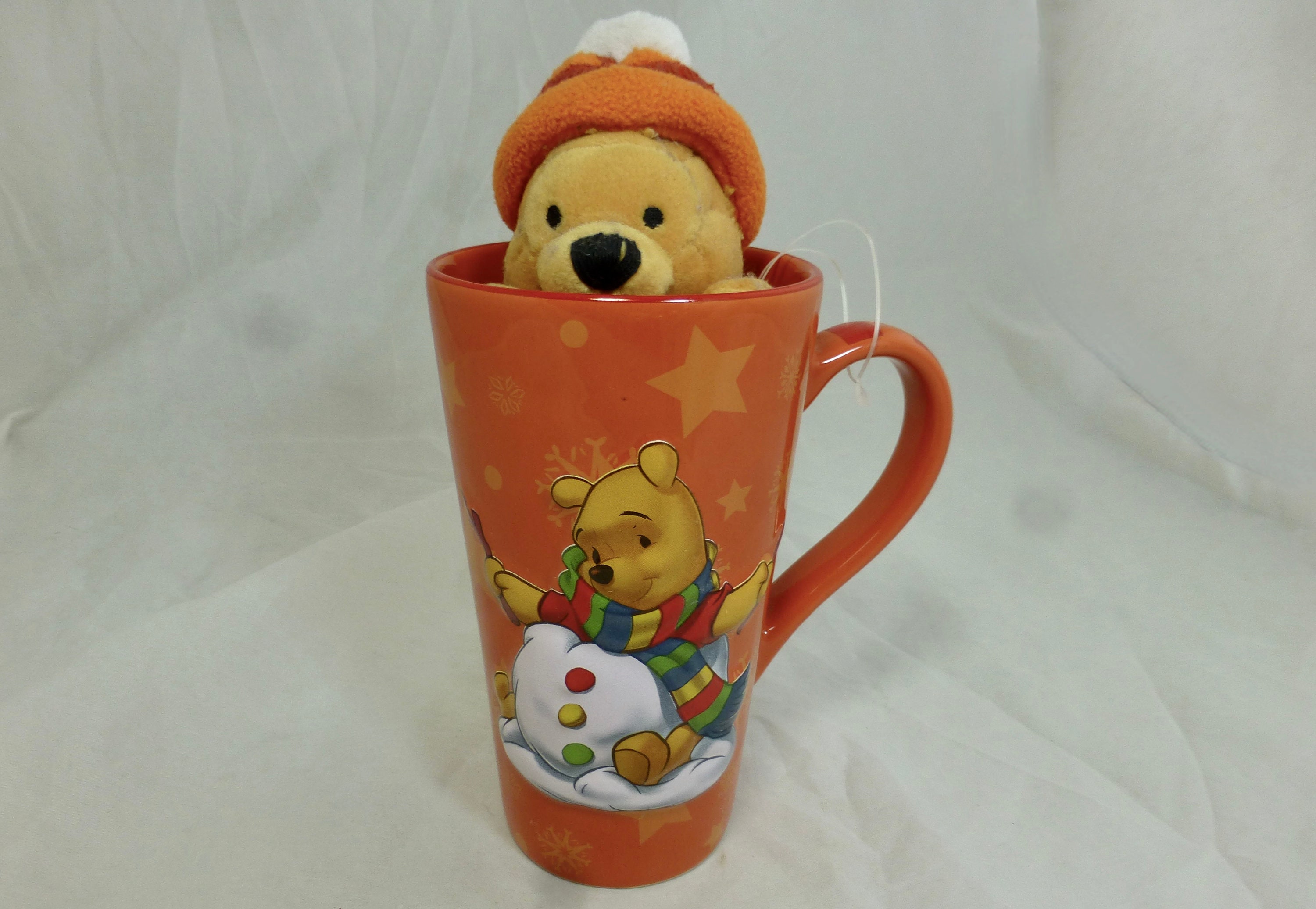 Tall Orange Winnie the Pooh Snowman Disney Cartoon 3D Moulded Mug