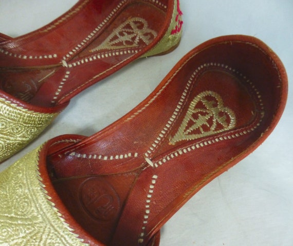Vintage Handmade Indian Leather Aladdin Slippers … - image 6