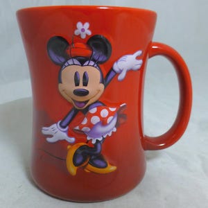 Fun 3D Disneyland Paris Cartoon Character Minnie Mouse Red Porcelain Mug - Hand Painted Novelty Gift - Official Exclusive Disney Merchandise