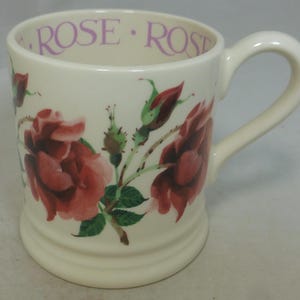 Emma Bridgewater Rose Floral Half Pint Tankard Mug - Hand Decorated Spongeware Flowers Series Design – Tractor Stamp - Staffordshire England