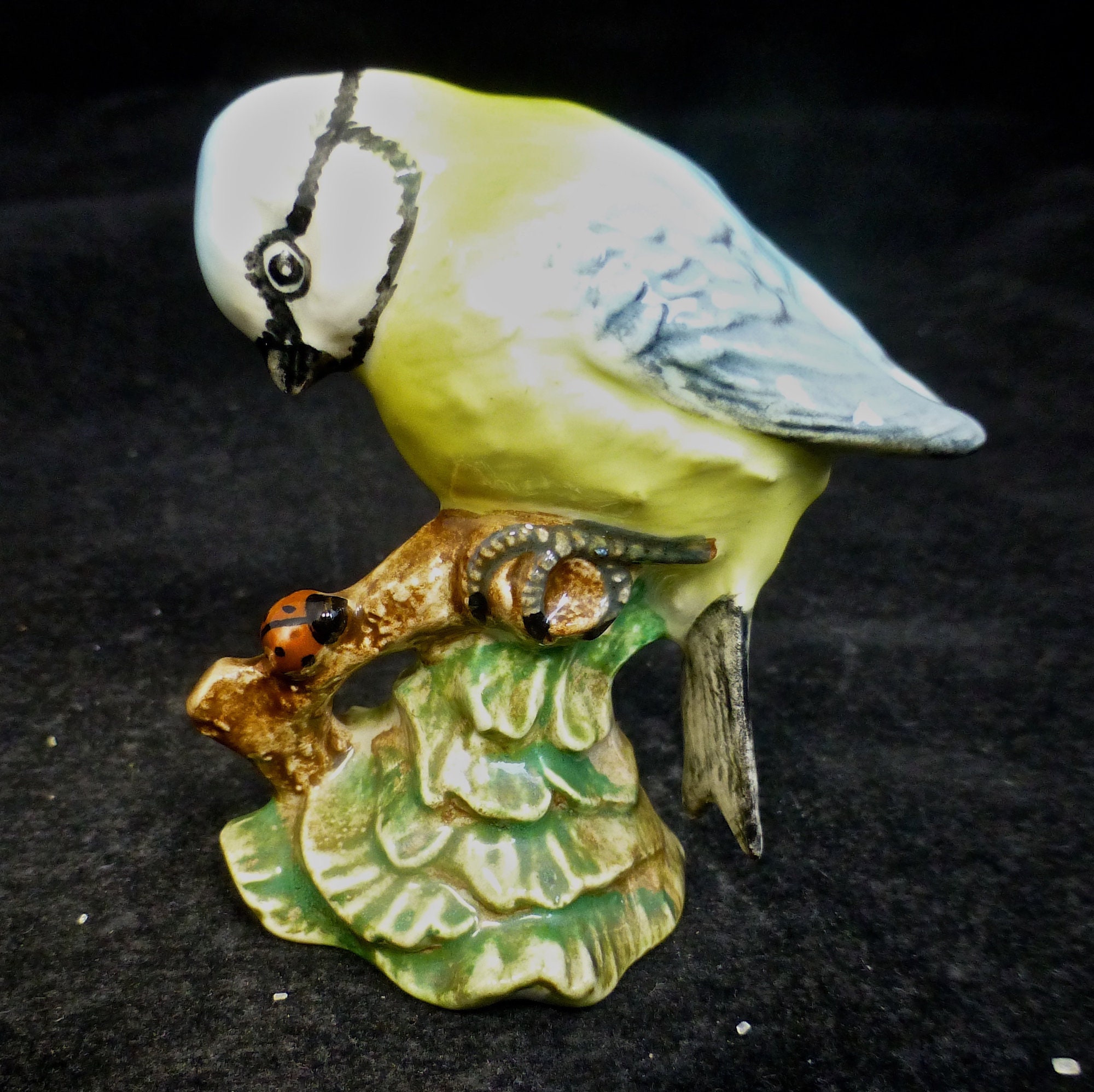 Beswick Porcelain Blue Tit Vintage British Bird Figurine With Ladybird ...