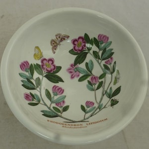 Portmeirion Botanic Garden Sorbet-Kompottschale mit Fuß - rosa Rhododendron Lepidotum Blumen - 13 cm D - englische Studiokeramik - Crest ID