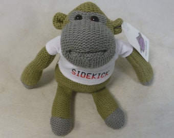 SideKick Key Ring Digital ITV Digital Promotion & Johnny Vegas Knitted Monkey Beanie Soft Toy with Label - Most Famous Monkey Mint Condition