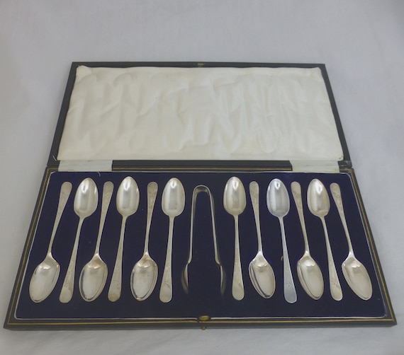 Coffret de 12 cuillères à café Métal Argenté Style Art Déco