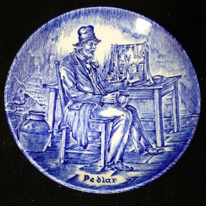 Pedlar Enoch Wedgwood Tunstall Blue and White Display Plate - c 1960s - Vintage & Collectable - English Countryside Trade