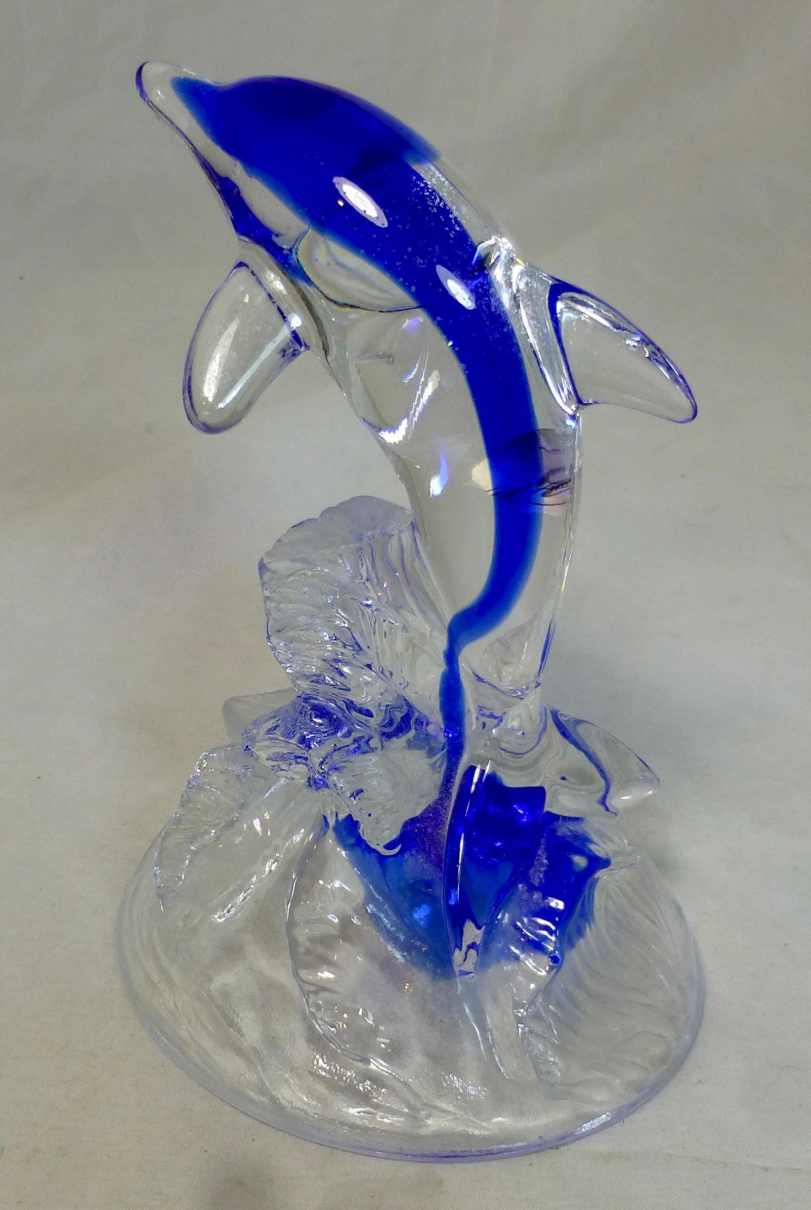 新品❣️美しい青CRYSTAL DARQUES DAUPHIN  Cristal D'arques Vintage French Clear & Cobalt Blue Lead Crystal