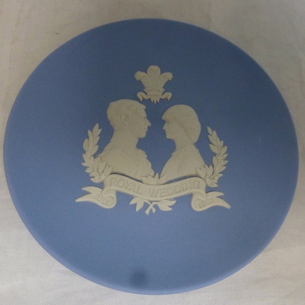 Vintage Wedgwood England Blue Jasperware Plate Prince Charles & Lady Diana Spencer Royal Wedding 1981 Small Plate - Commemorative Souvenir