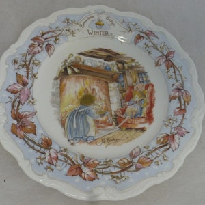 Vintage Royal Doulton Brambly Hedge Winter Large 8.25 inch Plate – Jill Barklem Gift Collection Four Seasons Series - 1st Quality - England