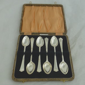 Vintage Silverplätering Set med 6 engelska signerade kaffeskedar/teskedar, 10 cm – Ord.nr 823006 - EPNS England - Handgjorda av hantverkare