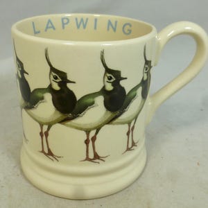 Vintage Rare Emma Bridgewater Lapwing Half Pint Porcelain Mug - Birds Birds Birds Oystercatcher Stamp - Hand Decorated English Bird Design