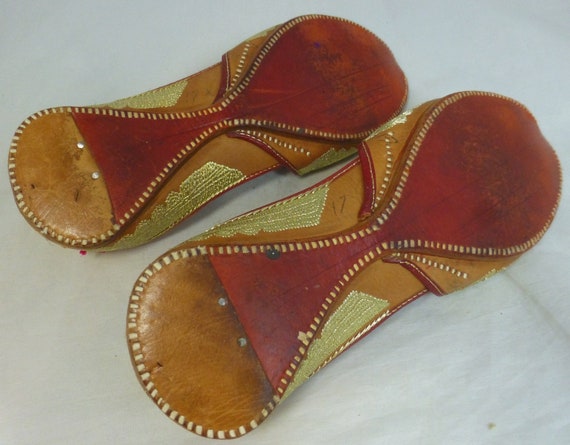 Vintage Handmade Indian Leather Aladdin Slippers … - image 8