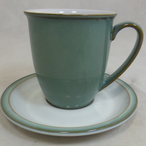 Denby England Regency Green Stoneware Mug or Beaker with Matching Saucer –  Iconic English Denby Gift - Freezer Microwave Safe