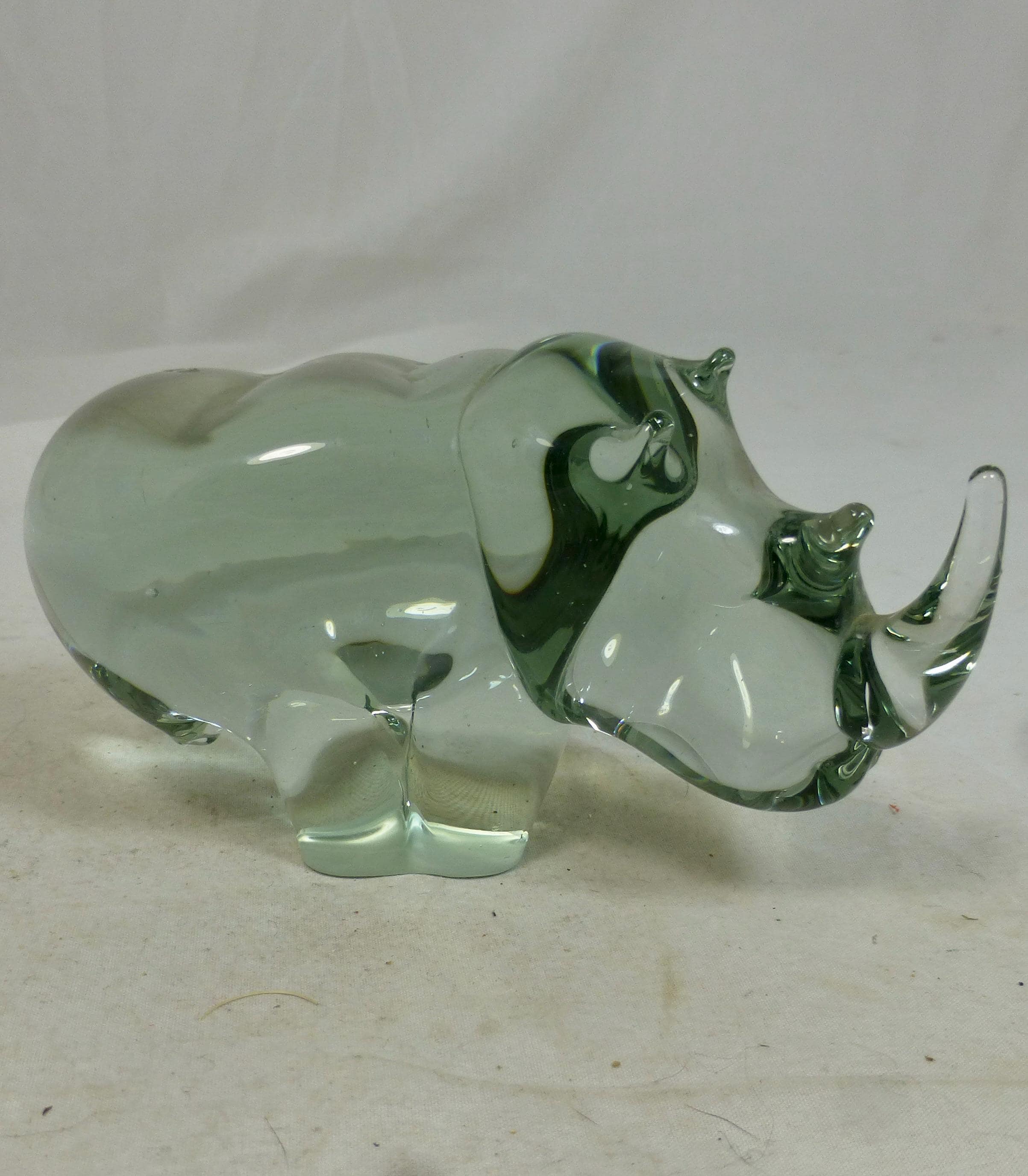 Ngwenya African Handmade Clear Glass Rhino Safari Wild Animal