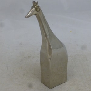 Dansk Designs Vintage Silver Plate Japan Giraffe Silver on Zinc Figurine / Paperweight - 4 in H - Gunner Cyren - Signed Scandi style