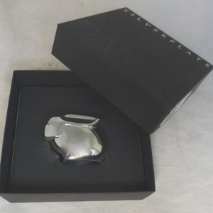 Dansk Designs Vintage Silver Plate Japan Bunny Rabbit Silver on Zinc Figurine Paperweight 2.25 inch W - Gift Box - Gunner Cyren Collectible